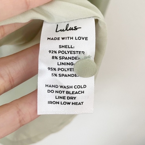 Sage Green Lulu’s What a Stunner Asymmetric Silk Dress - Picture 6 of 6